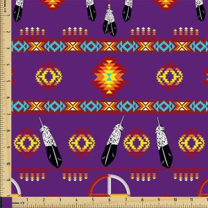 Medicine Wheel w/Eagle Feather  Design  - 100 % Cotton Fabric Bolt - (2903-PUR)