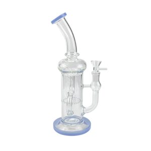 Straight Tube Glass Bong With Color Base  (C1556-Jade Blue)