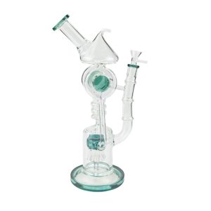 Straight Tube Glass Bong With Color Base  (C1575-Mint)