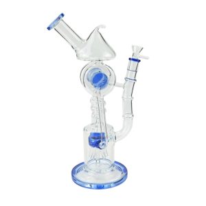 Straight Tube Glass Bong With Color Base  (C1575-Light Blue)