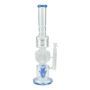 Straight Tube Glass Bong With Color Base  (C1579-Dark Blue)