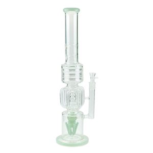 Straight Tube Glass Bong With Color Base  (C1579-Mint)
