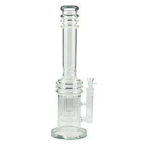 Straight Tube Glass Bong With Color Base  (C1580-Black