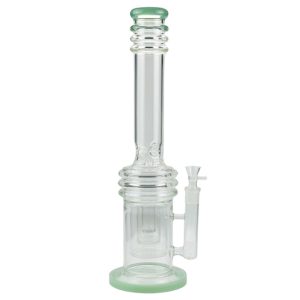Straight Tube Glass Bong With Color Base  (C1580-Jade Green)
