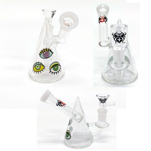 4.5" Xtreme Glass Recycler Rig w/ Cartoon Eye - White  (C2672 White)