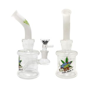 6.7" Xtreme Glass Bong Frog W logo - White (C5004 White/Clear)