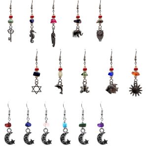 Chip Stone Earrings With Hanging Charm (CH-CHR-EAR)