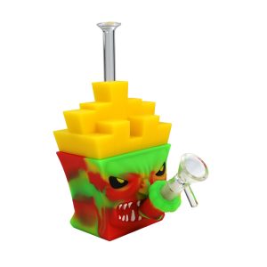 7" Silicon Bong -SMKZ-038-Red+Green+Yellow