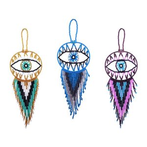 SEED BEAD DREAM CATCHER E IL EYE ORNAMENTS (SB-DC-EE-ORN)
