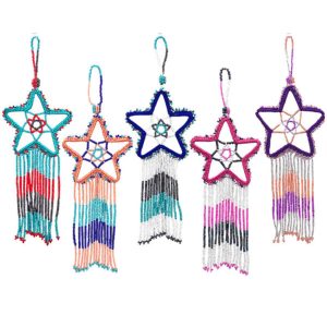 Hand Made Seed Bead Dreamcatcher Star Ornaments (SB-DC-STR-O)