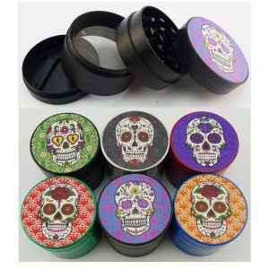 Grinder - 4 Parts Skull Printed Assorted Color Zinc Alloy - SMKJ-029