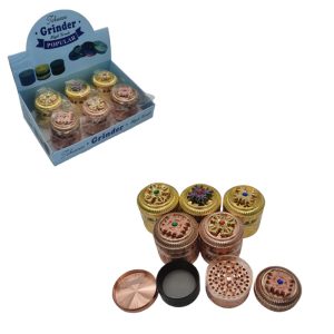 Grinder 4 Parts  Embossed Design on Top Golden Color- SMKZ-051