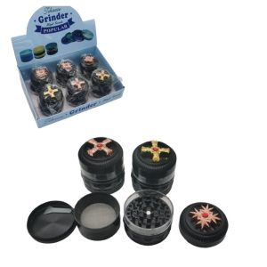 Grinder 4 Parts Embossed On Top Black Color - SMKZ-052