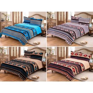 Design 17426, King Size, 3pc Thick Sherpa Lined Blanket Set (0237)
