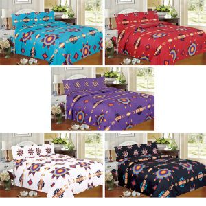 Starburst Design Full Size 4 Pcs Sheet Set - Assorted (1394)