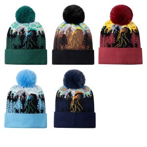 Sasquatch Knitted  Beanie With Color Heat Transfer logo  (3125)