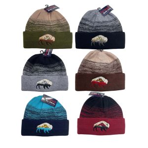 Embroidered Logo Jacquard Stripe Beanie -BUFFALO