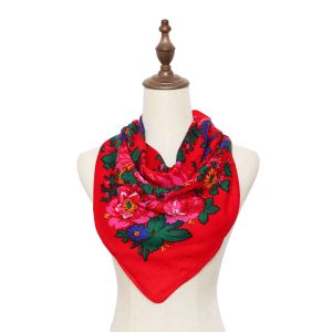 30" x 30" Metallic Kokum Floral Scarf (CD-Scarf-1-30 Metallic Red)