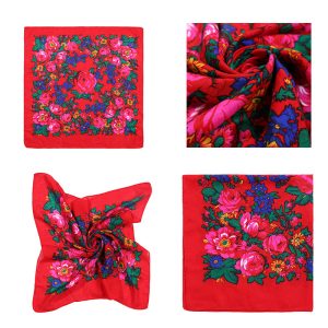 60" x 60" Non-Metallic Kokum Floral Scarf (CD-Scarf-1-60 Red)