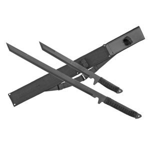 28"/ 18.5" Full Tang Machete SET w/ Nylon Sheath Black (T635566BK)
