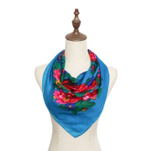 30" x 30" Metallic Kokum Floral Scarf (CD-Scarf-1-30 Metallic Turquoise)