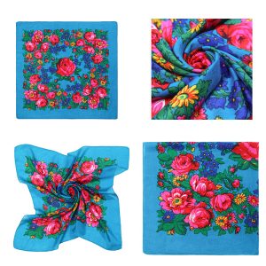 45" x 45" Non - Metallic Kokum Floral Scarf (CD-SCARF-1-45 Non-Metallic Light Blue)