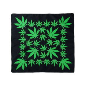 Leaf Bandana (ST009-Black with Green Leaves)