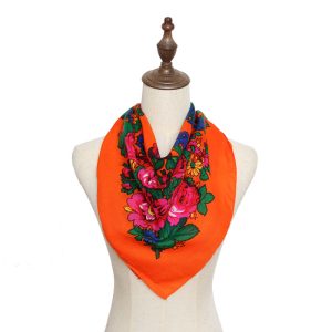 30" x 30" Metallic Kokum Floral Scarf (CD-Scarf-1-30 Metallic Orange)