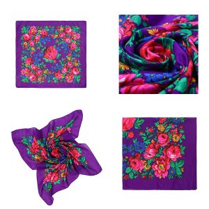 30" x 30" Non-Metallic -  Kokum Floral Scarf (CD-Scarf-1-30 Non-Metallic Purple)
