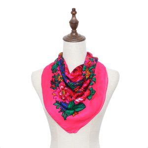 30" x 30" Metallic Kokum Floral Scarf (CD-Scarf-1-30 Metallic Hot Pink)