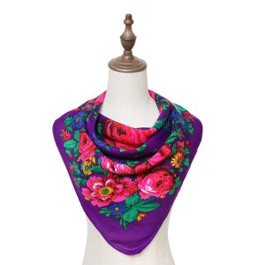30" x 30" Metallic Kokum Floral Scarf (CD-Scarf-1-30 Metallic Purple)