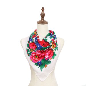 45" x 45" Metallic Kokum Floral Scarf (CD-Scarf-1-45 Metallic White)