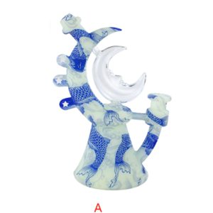 7.5" Crook Moon Silicone Bong  Blue/White Mix Color -  SKMJ-162 A