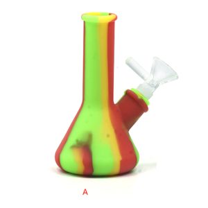 5" Beaker Silicone Bong  Green/Red Mix Color -  SKMJ-165 A