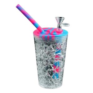 6" Frozen Cool Cup Bubbler Silicone Bong  Pink/Blue Mix Color -  SKMJ-166 A