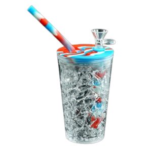6" Frozen Cool Cup Bubbler Silicone Bong  Red/Blue Mix Color -  SKMJ-166 B
