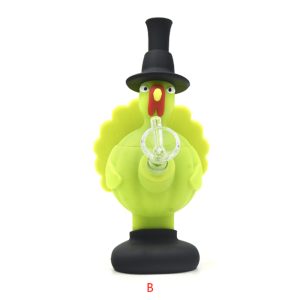 6.5" Chicken with Cap Deign Silicone Bong Green Color -SKMJ-172 B