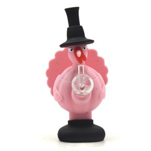 6.5" Chicken with Cap Deign Silicone Bong Pink Color -SKMJ-172 A