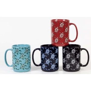 15 oz Cafe Mug - Turtle Bloom Design - 1344