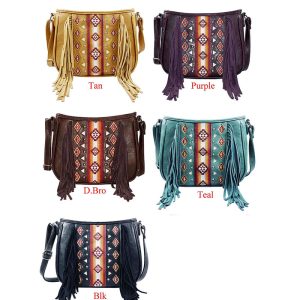 Embroidered Faux Leather Purse - 24110