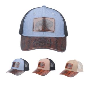 Buffalo Leather Patch Snapback Hat - 2421