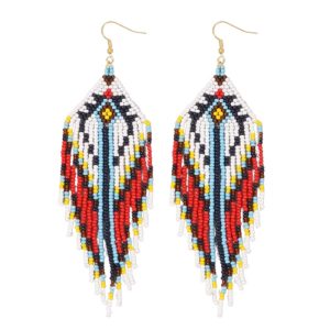 Beaded Indigenous Earrings - JS22253-C