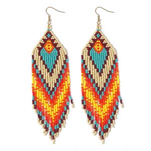 Beaded Indigenous Earrings - JS22253-E
