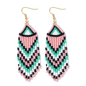 Beaded Indigenous Earrings - JS22253-F