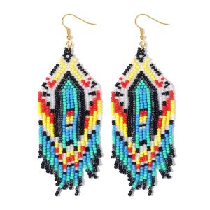 Beaded Indigenous Earrings - JS22253-G