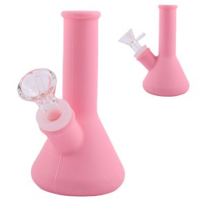 3" Silicone Simple Color Bong - SMKE-063-Pink