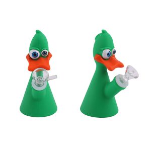 3" Silicone Bob The Duck Face Bong -SMKE-089-Green