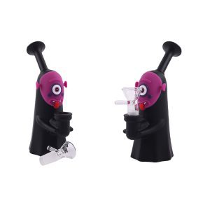 3" Silicone Black Colored Alien Face Bong - SMKE-090-Purple