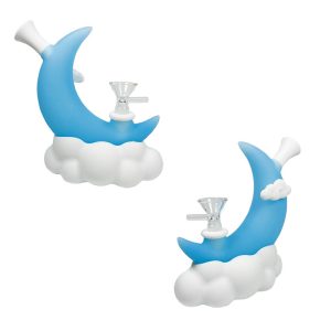 5" Silicone Luminous Moon Bong - SMKE-093-Blue