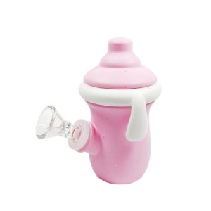 2" Silicone Baby Bottle Bong -  SMKE-101-Pink
